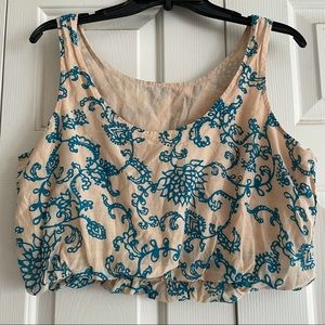 Free People Bubble Hem Floral CropTop